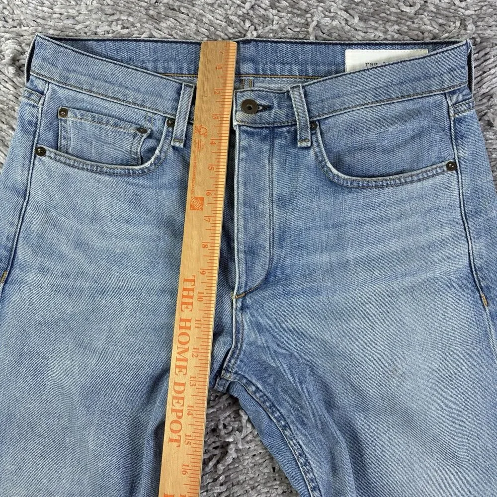 Rag & Bone Fit 2 Slim Jeans Men 32x33 Button Fly Blue Denim Designer USA Logo